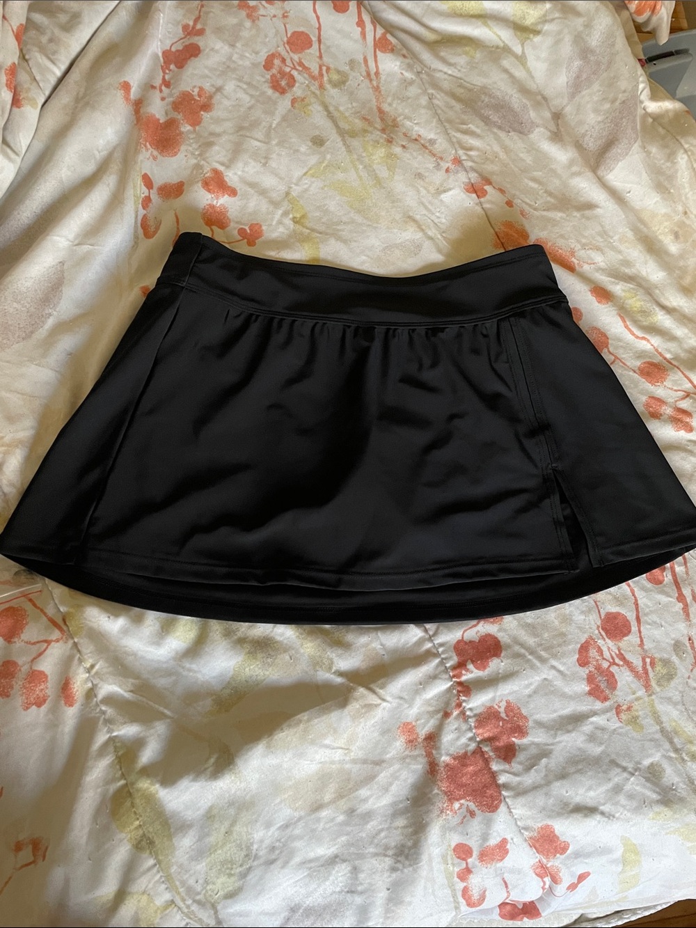 Krista Black Women's Active Skort with Tummy Tammer Waistband and side cut -out